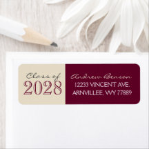 Etiquetas de Endereço de Retorno Burgundy & Creme