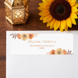 Etiquetas de Endereço de Retorno de Casamento Flor