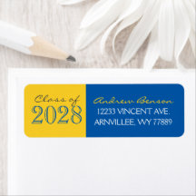 Etiquetas de Endereço de Retorno de Formatura Azul