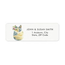 etiquetas de endereço de retorno de gato azul giro