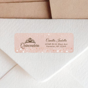 Etiquetas de Endereço de Retorno de Glitter Rosa D