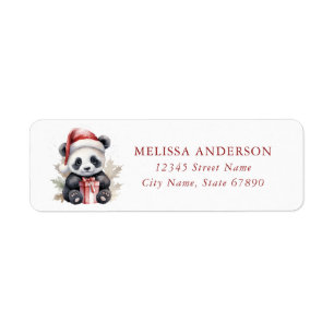 Etiquetas de Endereço de Retorno de Panda de Natal