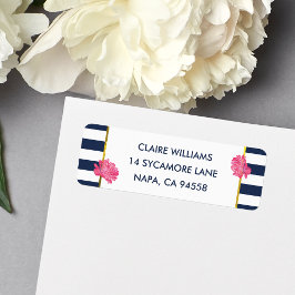 Etiquetas de Endereço de Retorno de Peony Rosa e S