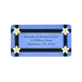 Etiquetas de Endereço de Retorno Floral Azul Elega