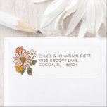 Etiquetas de Endereço de Retorno Floral do Groovy<br><div class="desc">Groovy,  querida! Adicione um talento retrô aos seus acessórios de correspondência com esta adorável etiqueta de endereço de retorno floral boho vintage.</div>