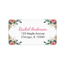 Etiquetas de endereço de retorno floral, flores de