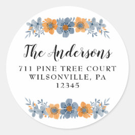 Etiquetas de endereço de retorno redondo de flores