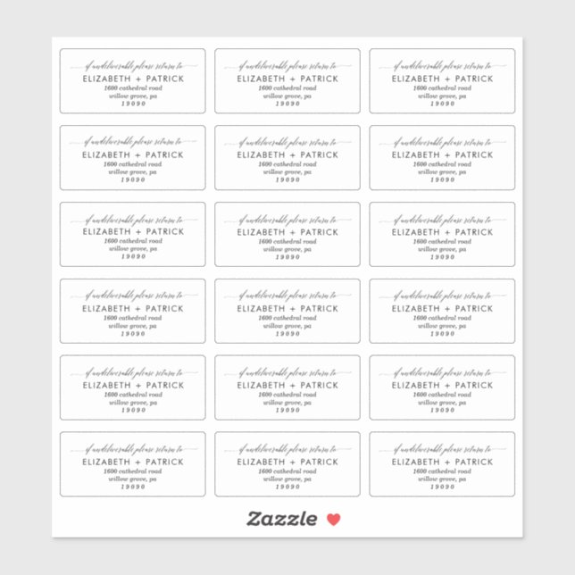 Etiquetas de Endereço de Retorno Transparente Eleg (Folha)