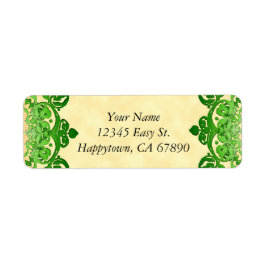Etiquetas de Endereço de Vintagem Floral Verde Per