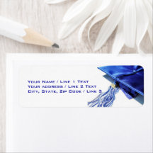 Etiquetas de endereço do Boné de formatura azul