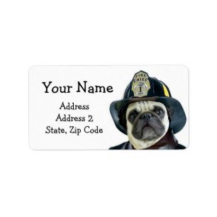Etiquetas de endereço do Pug do bombeiro