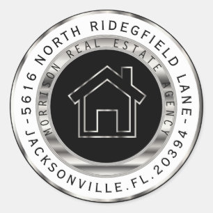 Etiquetas de Endereço do Realtor de Metal Preto e