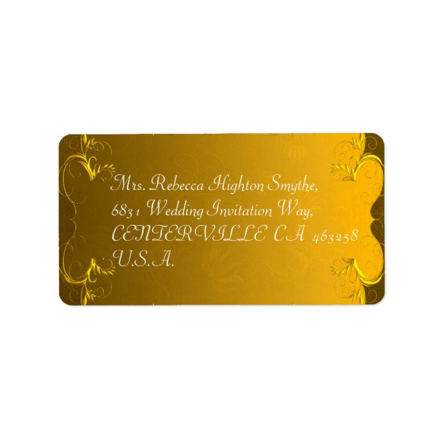 Etiquetas de Endereço Dourado Elegante (Frente)