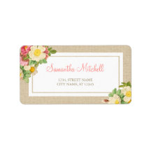 Etiquetas de Endereço Floral da Vintage