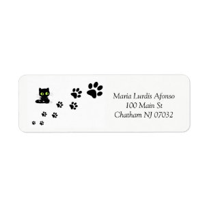 Etiquetas de Endereço Gatos Pretos Patas
