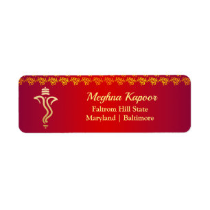 Etiquetas de endereço indianas vermelhas elegante