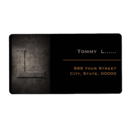 Etiquetas de endereço L do monograma preto de bron