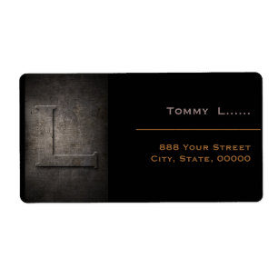 Etiquetas de endereço L do monograma preto de bron