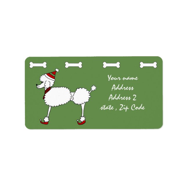 Etiquetas de endereço para cães de Poodle de Natal (Frente)