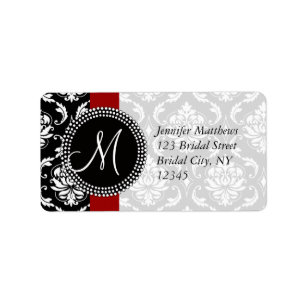 Etiquetas de endereço para casamento do Red Black