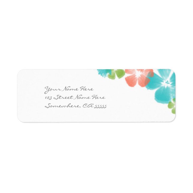 Etiquetas de Endereço para Flores de Cores Aquátic (Frente)