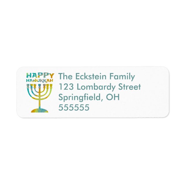 Etiquetas de endereço para Menorah Happy Hanukkah  (Frente)