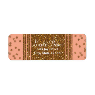 Etiquetas de Endereço Peachy Pink & Gold Confetti