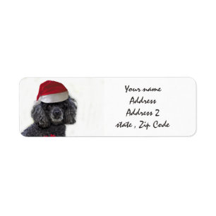 Etiquetas de endereço pretas da caniche do Natal