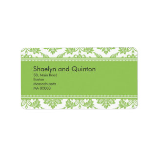 Etiquetas de endereço verde-maçã do casamento tema
