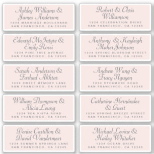 Etiquetas de Endereços Convidado de Casamento de 
