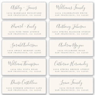 Etiquetas de Endereços Convidado de Casamento de C