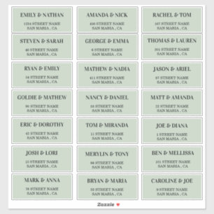 Etiquetas de Endereços Convidado de Casamento Verd