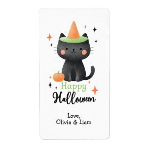 Etiquetas de Entrega Personalizadas de Gato Negro