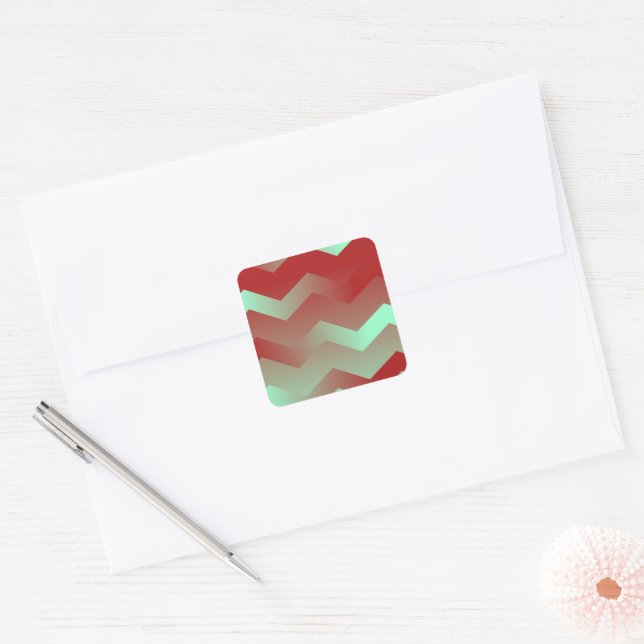 Etiquetas de Envelope Maroon & Aqua Chevron (Envelope)