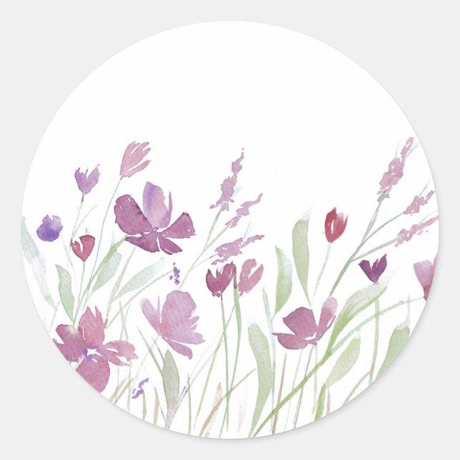 Etiquetas de envelope para flores silvestres roxas (Frente)