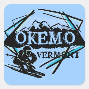 Etiquetas de esqui azul de Okemo Vermont
