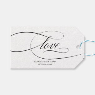 Etiquetas de Favor de Amor com Fonte Preta Elegant