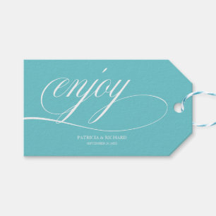 Etiquetas de Favor de Casamento Azul Purista Elega