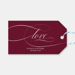 Etiquetas de Favor de Casamento Burgundy Elegantes