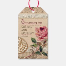 Etiquetas de Favor de Casamento de Rosa de Vintage