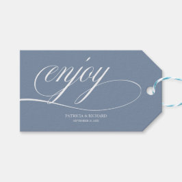 Etiquetas de Favor de Casamento Elegante Azul Poei