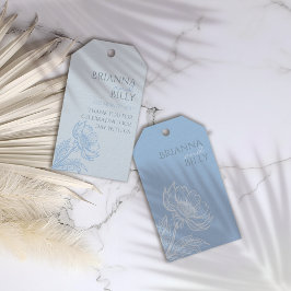 Etiquetas de Favor do Casamento Floral Azul Minima