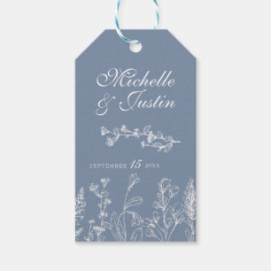 Etiquetas de Favor do Casamento Floral Dusty Blue