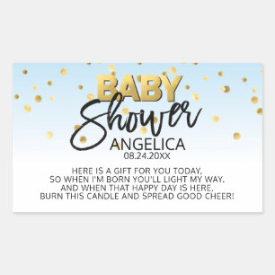 Etiquetas de Favor do Chá de fraldas Dourado Azul