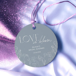 Etiquetas de Favor Floral Azul na moda Dusty