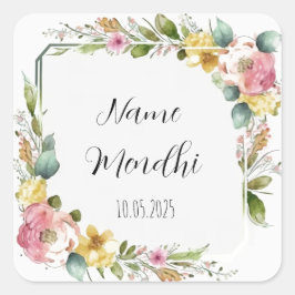 Etiquetas de favor Floral Mendhi