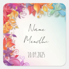 Etiquetas de favor Floral Mendhi