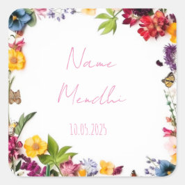 Etiquetas de favor Mendhi coloridas, planas