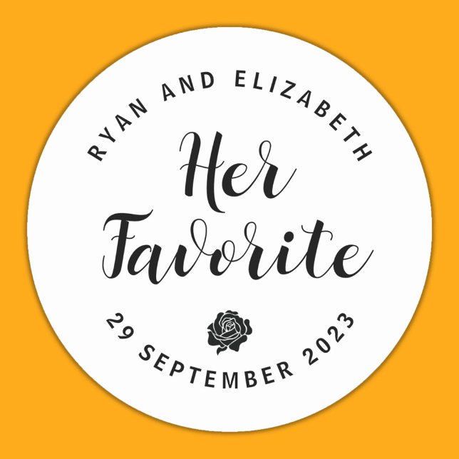 Etiquetas de Favor Minimalistas Preto e Branco par (Her Favorite Favour Labels | Her Favourite Sticker)