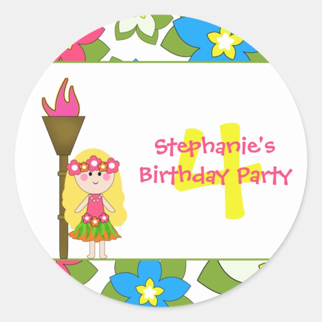 Etiquetas de festa de aniversario de meninas de hu (Frente)